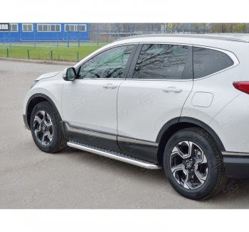 Широкая защита порогов из трубы диаметром 63 мм SLITKOFF v2 Honda CR-V  RW,RT (2016-2020) дорестайлинг