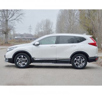 16 649 р. Защита порогов Russtal из овальной трубы d75х42 с проступью Russtal Honda CR-V RW,RT дорестайлинг (2016-2020)  с доставкой в г. Кемерово. Увеличить фотографию 2