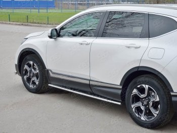 16 649 р. Защита порогов Russtal из овальной трубы d75х42 с проступью Russtal Honda CR-V RW,RT дорестайлинг (2016-2020)  с доставкой в г. Кемерово. Увеличить фотографию 3