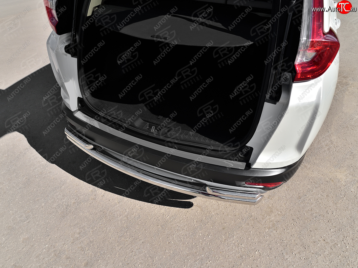 1 999 р. Защитная накладка заднего бампера на Russtal Honda CR-V RW,RT дорестайлинг (2016-2020) (Нержавейка полированная)  с доставкой в г. Кемерово