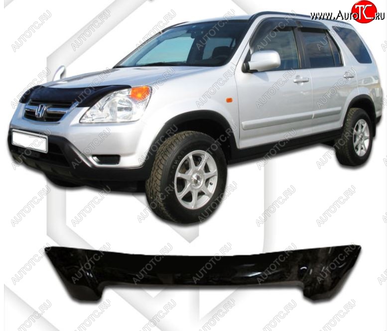 2 079 р. Дефлектор капота CA-Plastic  Honda CR-V  RD4,RD5,RD6,RD7,RD9  (2001-2006) дорестайлинг, рестайлинг (Classic черный, Без надписи)  с доставкой в г. Кемерово