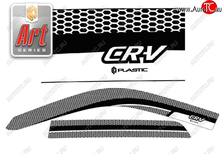 2 399 р. Дефлектора окон CA-Plastic  Honda CR-V  RD4,RD5,RD6,RD7,RD9  (2001-2006) дорестайлинг, рестайлинг (Серия Art белая, Без хром.молдинга)  с доставкой в г. Кемерово