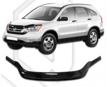 2 199 р. Дефлектор капота CA-Plastiс exclusive  Honda CR-V  RE1,RE2,RE3,RE4,RE5,RE7 (2009-2012) рестайлинг (Classic черный, Без надписи)  с доставкой в г. Кемерово. Увеличить фотографию 1