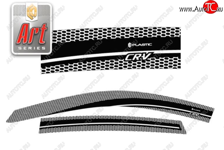 2 399 р. Дефлектора окон CA-Plastic  Honda CR-V  RE1,RE2,RE3,RE4,RE5,RE7 (2009-2012) рестайлинг (Серия Art серебро, Без хром.молдинга)  с доставкой в г. Кемерово
