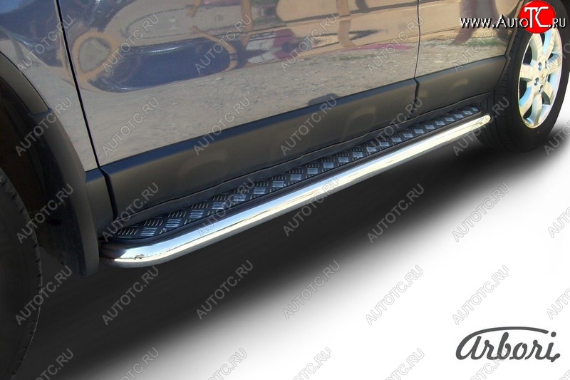 14 219 р. Защита штатных порогов с листом Arbori (нержавейка, алюминий, d57) Honda CR-V RE1,RE2,RE3,RE4,RE5,RE7 рестайлинг (2009-2012)  с доставкой в г. Кемерово