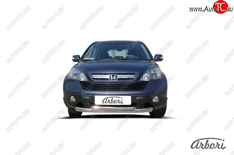 14 579 р. Защита переднего бампера Arbori (нержавейка, 2 трубы d57 и 57 mm) Honda CR-V RE1,RE2,RE3,RE4,RE5,RE7 рестайлинг (2009-2012)  с доставкой в г. Кемерово