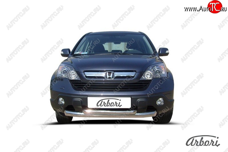 8 369 р. Защита переднего бампера Arbori (2 трубы d76 и 57 mm) Honda CR-V RE1,RE2,RE3,RE4,RE5,RE7 рестайлинг (2009-2012) (черная)  с доставкой в г. Кемерово