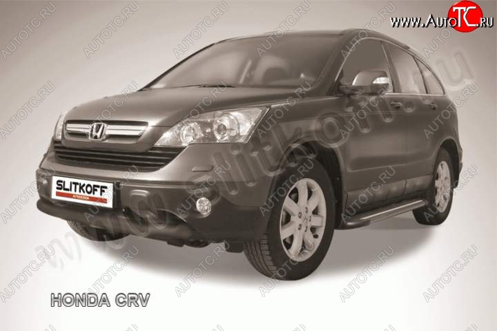 9 449 р. Защита переднего бампера из трубы d76 Slitkoff (дуга)  Honda CR-V  RE1,RE2,RE3,RE4,RE5,RE7 (2009-2012) рестайлинг (Цвет: серебристый)  с доставкой в г. Кемерово