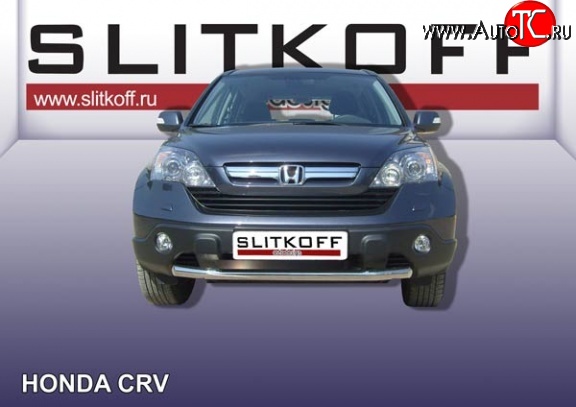 11 749 р. Одинарная защита переднего бампера из трубы диаметром 57 мм Slitkoff  Honda CR-V  RE1,RE2,RE3,RE4,RE5,RE7 (2009-2012) рестайлинг (Нержавейка, Полированная)  с доставкой в г. Кемерово