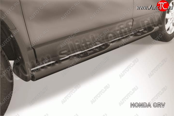 12 399 р. Защита порогов из труб d76 Slitkoff (с проступями) Honda CR-V RE1,RE2,RE3,RE4,RE5,RE7 рестайлинг (2009-2012) (Цвет: серебристый)  с доставкой в г. Кемерово