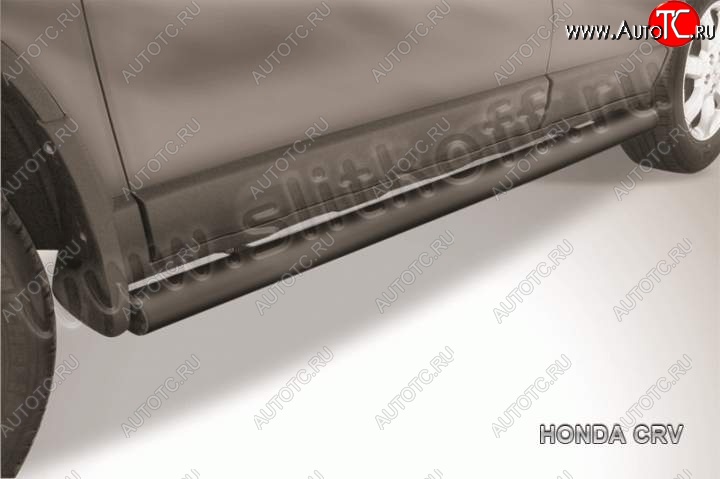 10 599 р. Защита порогов из труб d76 Slitkoff Honda CR-V RE1,RE2,RE3,RE4,RE5,RE7 рестайлинг (2009-2012) (Цвет: серебристый)  с доставкой в г. Кемерово