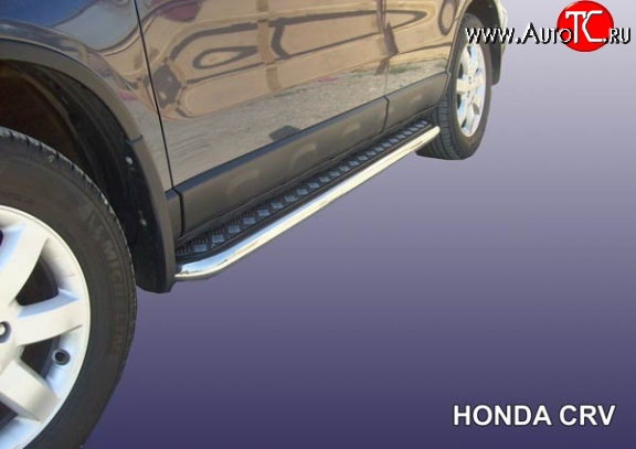16 999 р. Широкая защита порогов Slitkoff Honda CR-V RE1,RE2,RE3,RE4,RE5,RE7 рестайлинг (2009-2012) (Нержавейка, Полированная)  с доставкой в г. Кемерово