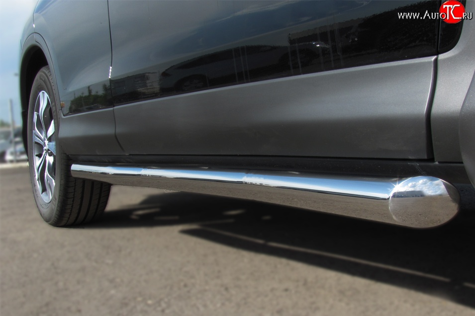 77 999 р. Защита порогов из круглой трубы диаметром 76 мм Russtal Honda CR-V RE1,RE2,RE3,RE4,RE5,RE7 рестайлинг (2009-2012) (Защита порогов с со скосами на торцах (вариант 1))  с доставкой в г. Кемерово