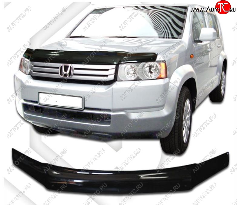 2 159 р. Дефлектор капота RT2 CA-Plastic Honda Crossroad дорестайлинг (2008-2010) (Classic черный, Без надписи)  с доставкой в г. Кемерово