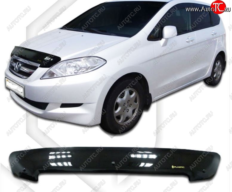 2 079 р. Дефлектор капота (BE1, BE2, BE3, BE4) CA Plastic Honda Edix (2004-2009) (Classic черный, Без надписи)  с доставкой в г. Кемерово