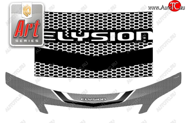 2 799 р. Дефлектор капота (RR1, RR2, RR3, RR4) CA-Plastic exclusive  Honda Elysion  1 (2004-2006) дорестайлинг (Серия Art черная)  с доставкой в г. Кемерово