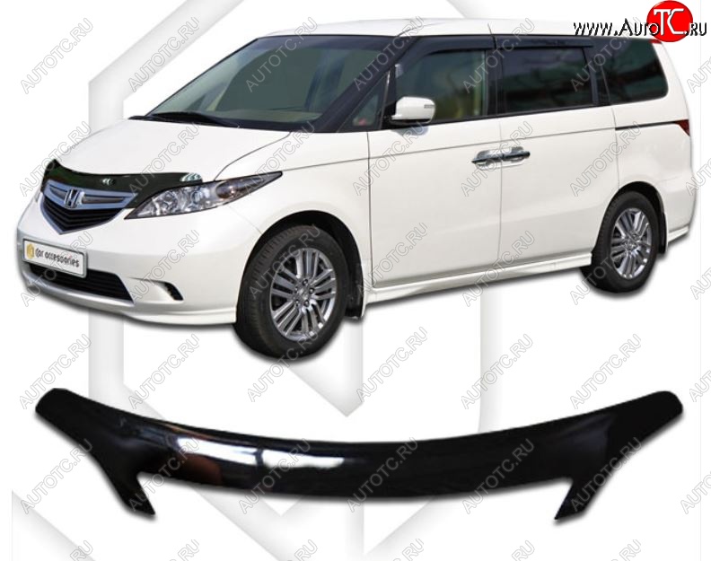 2 399 р. Дефлектор капота (RR1, RR2, RR3, RR4) CA-Plastic  Honda Elysion  1 (2004-2006) дорестайлинг (Classic черный, Без надписи)  с доставкой в г. Кемерово