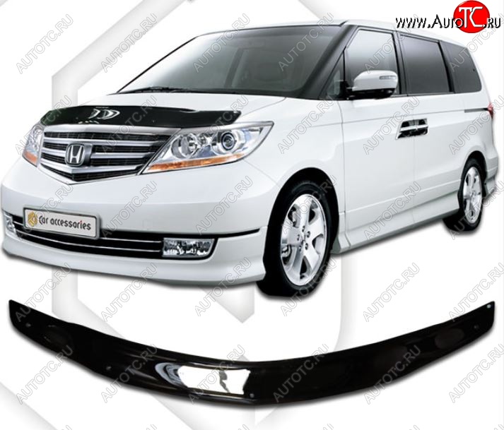 1 999 р. Дефлектор капота CA-Plastiс Honda Elysion Prestige RR (2007-2013) (Classic черный, Без надписи)  с доставкой в г. Кемерово
