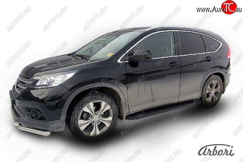 11 609 р. Порожки для ног Arbori Optima Black Honda CR-V RM1,RM3,RM4 рестайлинг (2014-2018)  с доставкой в г. Кемерово