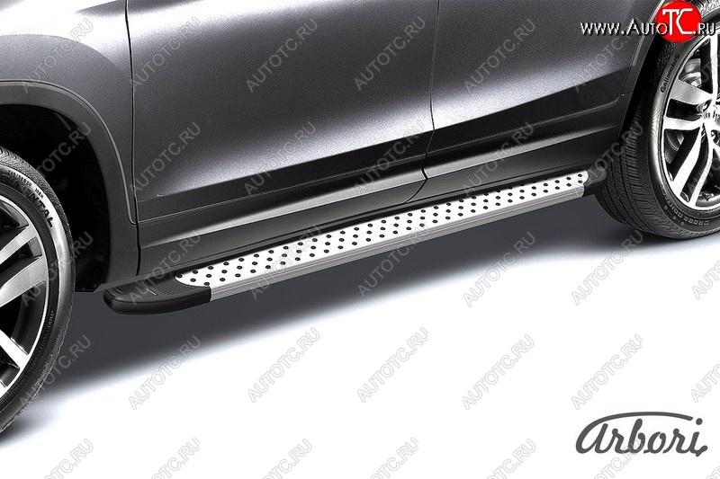 13 499 р. Порожки для ног Arbori Standart Silver Honda CR-V RM1,RM3,RM4 рестайлинг (2014-2018)  с доставкой в г. Кемерово