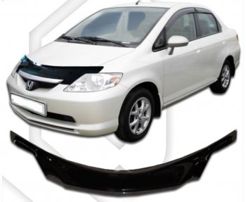 2 199 р. Дефлектор капота (D-6;7;8;9) CA-Plastiс exclusive  Honda Fit Aria  GD (2002-2005) дорестайлинг седан (Classic черный, Без надписи)  с доставкой в г. Кемерово. Увеличить фотографию 1