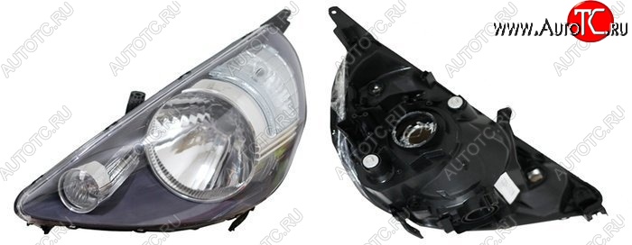 3 899 р. Левая фара SAT (чёрная, Евросвет) Honda Fit 1 GD дорестайлинг (2001-2004)  с доставкой в г. Кемерово