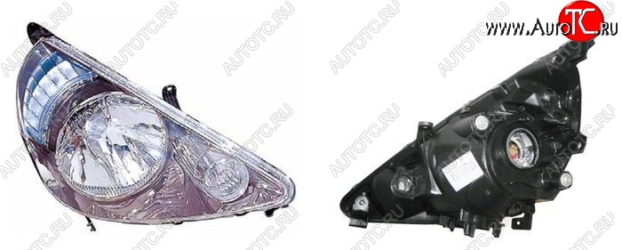5 999 р. Правая фара SAT (хром)  Honda Fit  1 (2001-2007) GD дорестайлинг, GD 1-ый рестайлинг, GD 2-ой рестайлинг  с доставкой в г. Кемерово