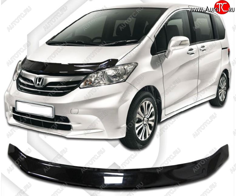 1 899 р. Дефлектор капота (GB3) CA-Plastic  Honda Freed  GB3,GB4 (2008-2011) минивэн дорестайлинг (Classic черный, Без надписи)  с доставкой в г. Кемерово