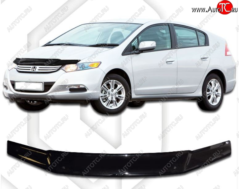 2 079 р. Дефлектор капота CA-Plastic  Honda Insight  ZE2 (2009-2011) хэтчбэк 5 дв. дорестайлинг (Classic черный, Без надписи)  с доставкой в г. Кемерово