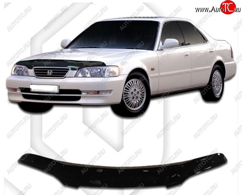 2 159 р. Дефлектор капота (VA1-VA3) CA-Plastic Honda Inspire 2 UA1, UA2, UA3 (1995-1998) (Classic черный, Без надписи)  с доставкой в г. Кемерово