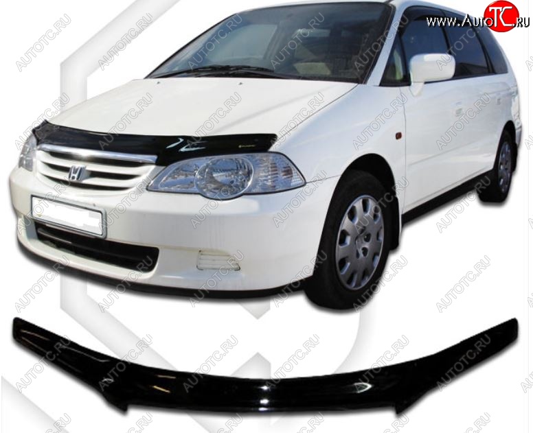 2 159 р. Дефлектор капота (RA6-RA7) CA-Plastic  Honda Odyssey  2 (1999-2003) (Classic черный, Без надписи)  с доставкой в г. Кемерово