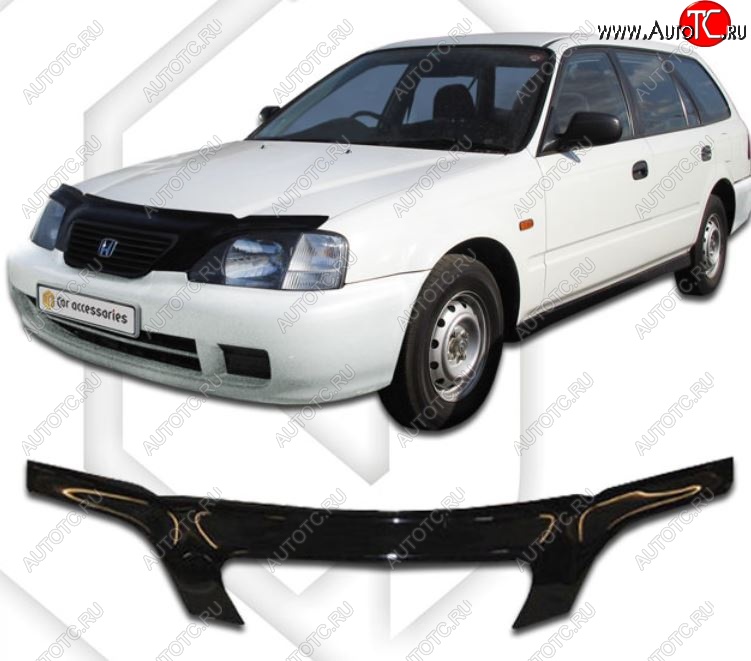 2 399 р. Дефлектор капота EL1 CA-Plastiс exclusive  Honda Orthia (1996-1998) (Classic черный, Без надписи)  с доставкой в г. Кемерово
