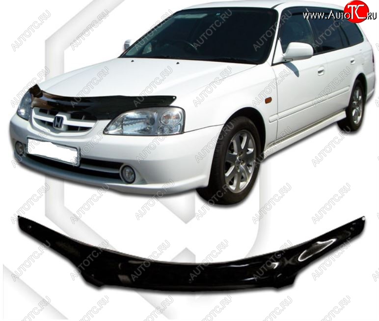 2 159 р. Дефлектор капота EL2 CA-Plastic  Honda Orthia (1999-2002) (Classic черный, Без надписи)  с доставкой в г. Кемерово