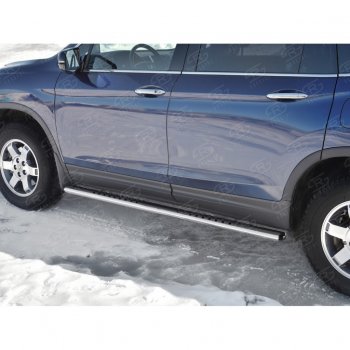 19 399 р. Пороги 120х60 Russtal (овал с поступью) Honda Pilot YF6 дорестайлинг (2016-2019)  с доставкой в г. Кемерово. Увеличить фотографию 4