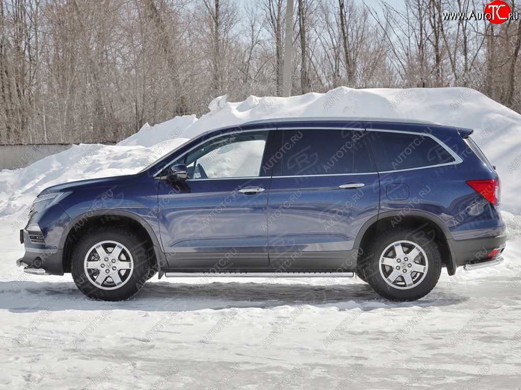 19 399 р. Пороги 120х60 Russtal (овал с поступью) Honda Pilot YF6 дорестайлинг (2016-2019)  с доставкой в г. Кемерово