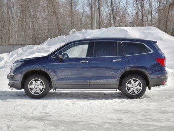 Пороги труба d63 SLITKOFF (вариант №2) Honda Pilot  YF6 (2016-2019) дорестайлинг