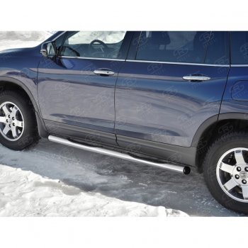 22 549 р. Пороги труба d76 с накладкой SLITKOFF (вариант №2) Honda Pilot YF6 дорестайлинг (2016-2019)  с доставкой в г. Кемерово. Увеличить фотографию 4