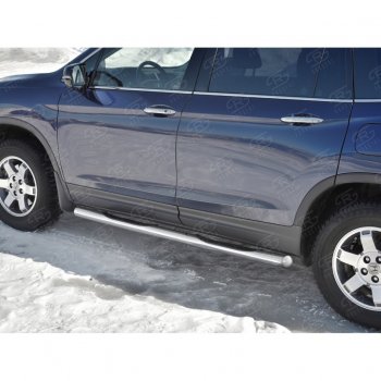 24 549 р. Пороги труба d76 с накладкой SLITKOFF (вариант №3) Honda Pilot YF6 дорестайлинг (2016-2019)  с доставкой в г. Кемерово. Увеличить фотографию 4