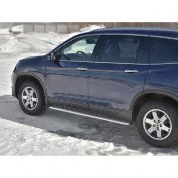 24 649 р. Пороги труба d42 с листом SLITKOFF (вариант №1)  Honda Pilot  YF6 (2016-2019) дорестайлинг  с доставкой в г. Кемерово. Увеличить фотографию 3