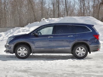 Пороги труба d42 с листом SLITKOFF (вариант №1) Honda Pilot  YF6 (2016-2019) дорестайлинг