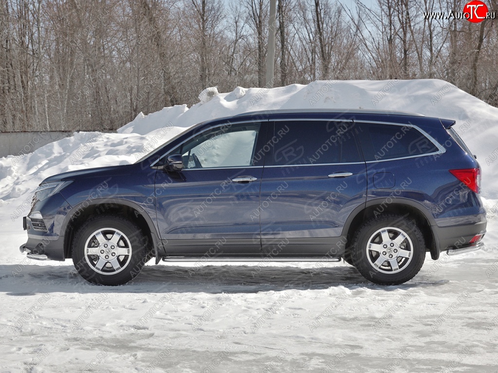 24 649 р. Пороги труба d42 с листом SLITKOFF (вариант №1)  Honda Pilot  YF6 (2016-2019) дорестайлинг  с доставкой в г. Кемерово