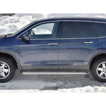 35 549 р. Пороги труба d42 с листом SLITKOFF (вариант №)  Honda Pilot  YF6 (2016-2019) дорестайлинг  с доставкой в г. Кемерово. Увеличить фотографию 2