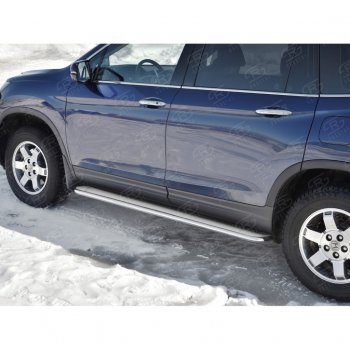 35 549 р. Пороги труба d42 с листом SLITKOFF (вариант №)  Honda Pilot  YF6 (2016-2019) дорестайлинг  с доставкой в г. Кемерово. Увеличить фотографию 4