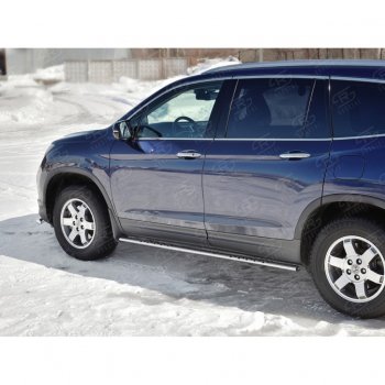 16 649 р. Пороги d75х42 Russtal (овал с проступью) Honda Pilot YF6 дорестайлинг (2016-2019)  с доставкой в г. Кемерово. Увеличить фотографию 3