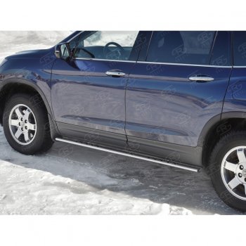 16 649 р. Пороги d75х42 Russtal (овал с проступью) Honda Pilot YF6 дорестайлинг (2016-2019)  с доставкой в г. Кемерово. Увеличить фотографию 4