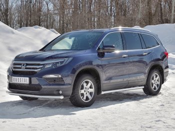 19 499 р. Защита переднего бампера (Ø63 мм, нержавейка) SLITKOFF  Honda Pilot  YF6 (2016-2019) дорестайлинг  с доставкой в г. Кемерово. Увеличить фотографию 1