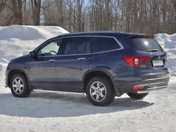 19 799 р. Защита заднего бампера (2 трубы Ø63 и 42 мм, нержавейка) SLITKOFF  Honda Pilot  YF6 (2016-2019) дорестайлинг  с доставкой в г. Кемерово. Увеличить фотографию 2
