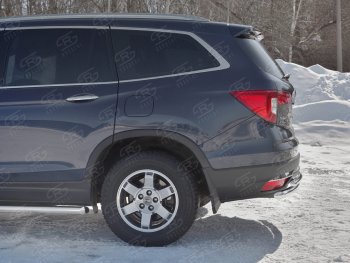 19 799 р. Защита заднего бампера (2 трубы Ø63 и 42 мм, нержавейка) SLITKOFF  Honda Pilot  YF6 (2016-2019) дорестайлинг  с доставкой в г. Кемерово. Увеличить фотографию 3