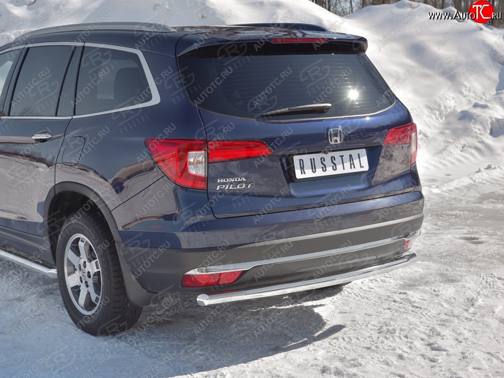 18 999 р. Защита заднего бампера (Ø63 мм, нержавейка) SLITKOFF Honda Pilot YF6 дорестайлинг (2016-2019)  с доставкой в г. Кемерово