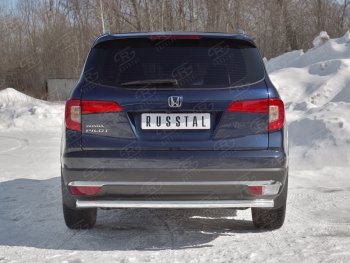 18 999 р. Защита заднего бампера (Ø63 мм, нержавейка) SLITKOFF Honda Pilot YF6 дорестайлинг (2016-2019)  с доставкой в г. Кемерово. Увеличить фотографию 4